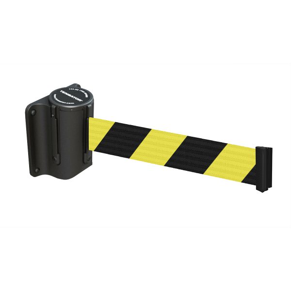 Tensabarrier® Mini Retractable Wall Mounted Barrier, Available with 2.3m & 3.65m Webbing, 891-STD-33-B9-STE, Lawrence, Queueway, Tensator.