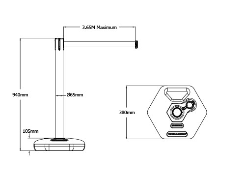 tensabarrier-retractable-outdoor-barrier Tensabarrier Facility Post Plastic Retractable Belt Barrier