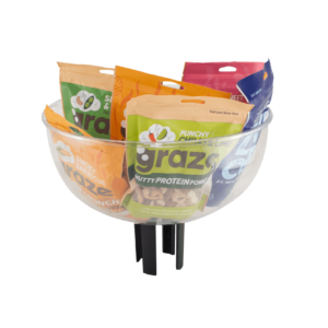 Tensabowl Merchandising Impulse Bowl with Snacks, PA6, Queueway, Lawrence, Tensator.